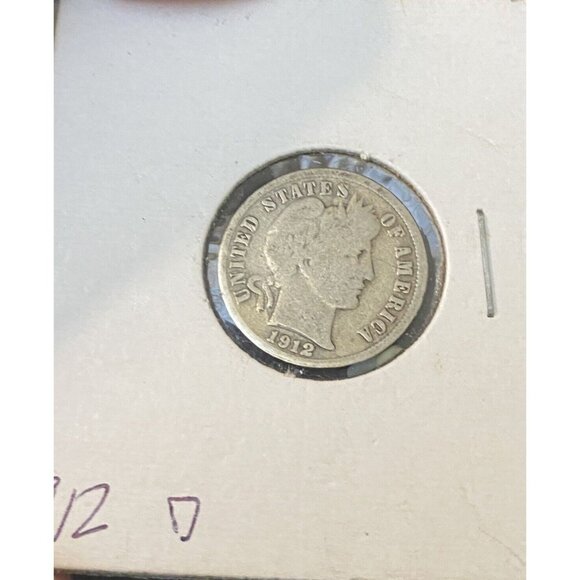 1912 D Barber Dime    VERY GOOD + Cardboard Protector - Picture 2 of 7